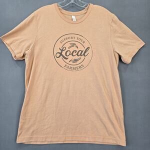 Support Local Farmers Tan Shirt Classic Tee Graphic Print Short Sleeves Womens L